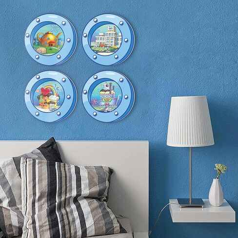 HK Studio مضحك المحيط الكوة ديكور غرفة باردة - مشهد الكرتون ديكور غرفة Y2K للنوم، غرفة نوم في سن المراهقة 12 "حزمة 4 in Kuwait