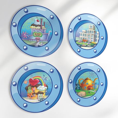 HK Studio مضحك المحيط الكوة ديكور غرفة باردة - مشهد الكرتون ديكور غرفة Y2K للنوم، غرفة نوم في سن المراهقة 12 "حزمة 4 in Kuwait