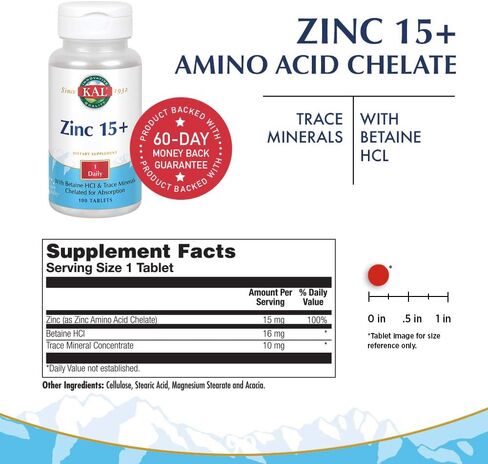 أقراص كال 15 ملغ من الزنك المخلّب، عدد 100 | عبوة من 2 in Kuwait