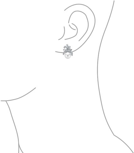 Classic Vintage Style Cocktail Bridal Wedding Party Halo Leaf AAA CZ Marquise White Simulated Pearl Stud Earrings For Women For Wedding Omega Back Silver Plated in Saudi Arabia