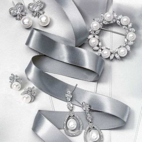 Classic Vintage Style Cocktail Bridal Wedding Party Halo Leaf AAA CZ Marquise White Simulated Pearl Stud Earrings For Women For Wedding Omega Back Silver Plated in Saudi Arabia