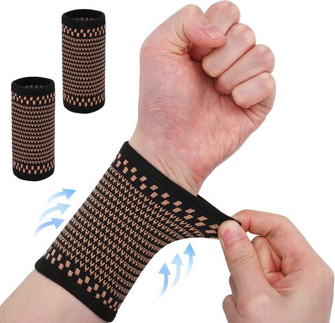 Copper Wrist Compression Sleeves, Wrist Compression Supports Comfortable and Breathable for Arthritis, Workout, Carpal Tunnel, Wrist Support for Women and Men 1Pair in Saudi Arabia