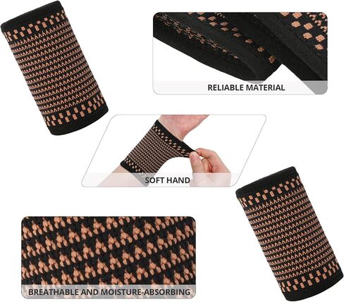 Copper Wrist Compression Sleeves, Wrist Compression Supports Comfortable and Breathable for Arthritis, Workout, Carpal Tunnel, Wrist Support for Women and Men 1Pair in Saudi Arabia