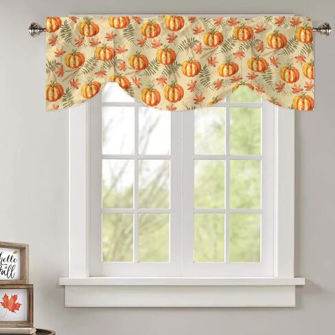JOOCAR Halloween Cartoon Curtain Kitchen Valances for Windows Blackout Window Curtains for Kitchen Living Dining Room Happy Halloween Ghost Cat Skull Pumpkin Valances for Windows 54" W x 18" L in Saudi Arabia