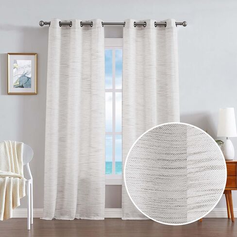 Nautica – Julius | Light Filtering Textured Curtains Window Treatment Drapes Panel Pair | Set of 2 | Light Filtering Drapes | Measures 38" x 96" | Linen in Saudi Arabia