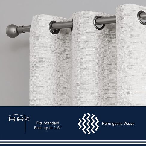 Nautica – Julius | Light Filtering Textured Curtains Window Treatment Drapes Panel Pair | Set of 2 | Light Filtering Drapes | Measures 38" x 96" | Linen in Saudi Arabia