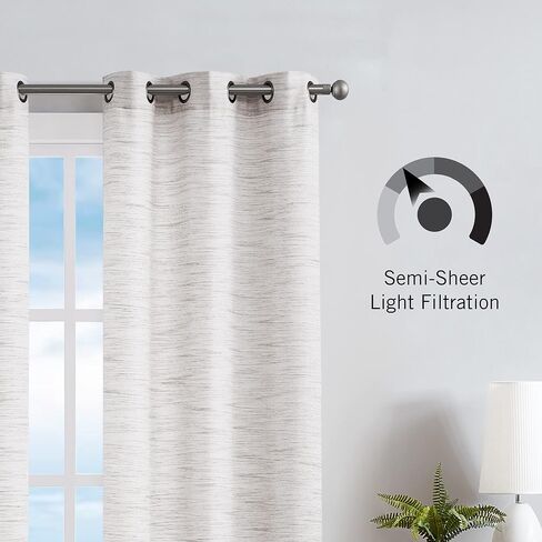 Nautica – Julius | Light Filtering Textured Curtains Window Treatment Drapes Panel Pair | Set of 2 | Light Filtering Drapes | Measures 38" x 96" | Linen in Saudi Arabia
