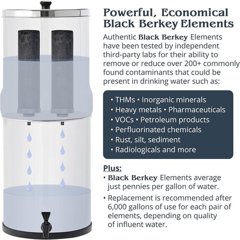 Berkey Light Gravity-Fed Water Filter with 2 Black Berkey Elements and 2 Berkey PF-2 Fluoride and Arsenic Reduction Elements in Saudi Arabia