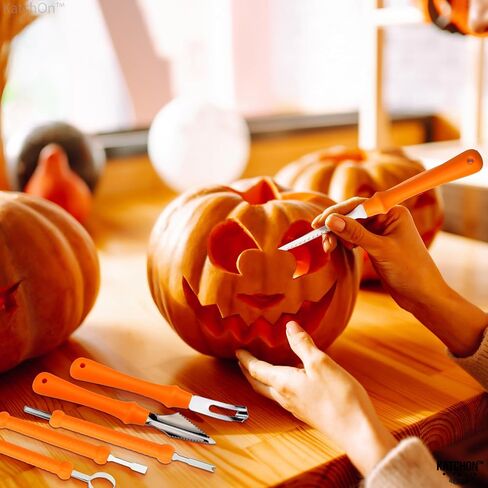 KatchOn, Halloween Pumpkin Carving Tools - Pack of 31 | Pumpkin Carving Kit, 13 Pcs Stainless Steel Pumpkin Carving Tools for Halloween Decorations | 18 Pcs Professional Pumpkin Carving Stencils in Saudi Arabia