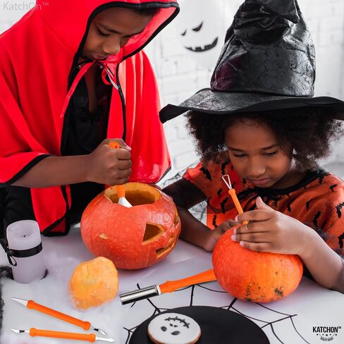 KatchOn, Halloween Pumpkin Carving Tools - Pack of 31 | Pumpkin Carving Kit, 13 Pcs Stainless Steel Pumpkin Carving Tools for Halloween Decorations | 18 Pcs Professional Pumpkin Carving Stencils in Saudi Arabia