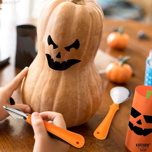 KatchOn, Halloween Pumpkin Carving Tools - Pack of 31 | Pumpkin Carving Kit, 13 Pcs Stainless Steel Pumpkin Carving Tools for Halloween Decorations | 18 Pcs Professional Pumpkin Carving Stencils in Saudi Arabia