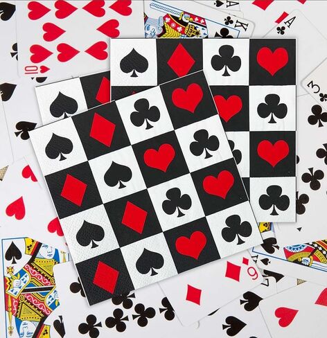 SietDESEO 50 Pieces 3-ply Poker Napkins Disposable Folded 6.5 x 6.5 Inches Cocktail Napkins Paper Napkins for Dinner Casino Poker Theme Birthday Party Dessert Napkins in Saudi Arabia