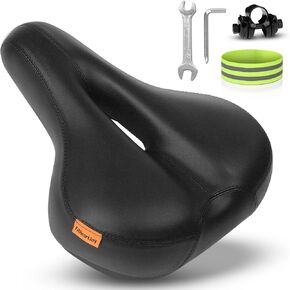 Oversized Bike Seat for Men Women, Bike Saddle with Dual Shock Absorbing Ball Memory Foam, Comfortable Bicycle Seat Cushion Compatible with Peloton Seat Cushion Bike, 350 lbs Capacity