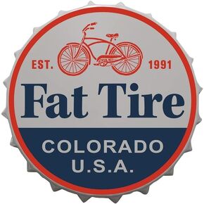 mokarier Fat Tires Decorative Bottle Caps Metal Tin Signs Cafe Beer Bar Decoration Plat 13.8 Inches Wall Art Plaque Vintage Home Decor