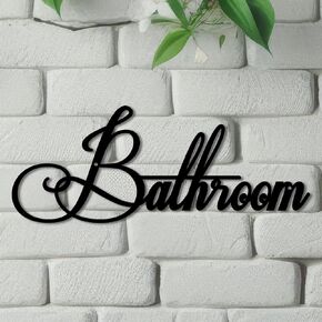 Metal Bathroom Letter Sign, Farmhouse Metal Bathroom Wall Art Decor, Bathroom Door Signs Wall Decor, Black Metal Cut Out Bathroom Signs Decor For Home Hotel(12 inches)