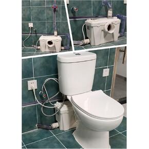 800watt Macerating Toilet Kit, Upflush Toilet with Macerator Pump for Basement, Two Piece Toilet with 4 Water Inlets Sewage Pump, Toilet Bowl, Dual-flush Tank, Soft Closing Toilet Seat in Saudi Arabia