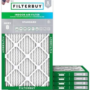 Filterbuy 20x30x1 Air Filter MERV 8 Dust Defense (5-Pack), Pleated HVAC AC Furnace Air Filters Replacement (Actual Size: 19.63 x 29.63 x 0.75 Inches)