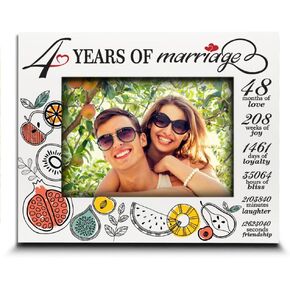 BELLA BUSTA- 4 Years Of Marriage -Traditional fruit-themed Keepsake for 4th Wedding Anniversary for Wife, Husband, Couple -UV Print Picture Frame (5x7 Horizontal)