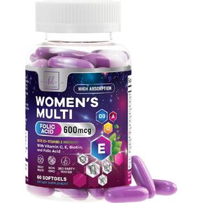 Womens Multivitamin - Once Daily Women's Multi with Vitamin A, B6, B12, C, D, Biotin, Folate, Iron & Zinc, Energy & Immune Health Support, Gluten-Free Complete Multivitamin for Women - 120 Softgels