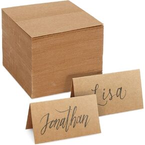 Juvale 200 Pack Kraft Paper Place Cards for Table Setting - Blank Name Cards for Wedding Reception, Baby Shower, Table Numbers (3.5 x 2 In, Brown)