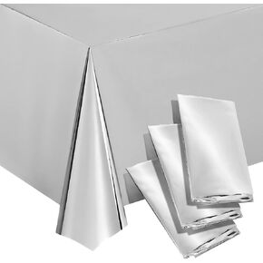Juvale 3 Pack Gold Plastic Tablecloths for Rectangle Tables, Disposable Table Covers for Wedding, Birthday, Baby Shower (54 x 108 in)