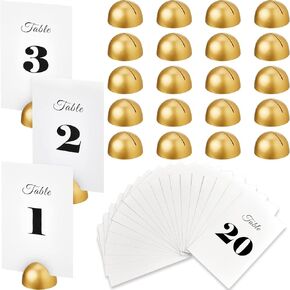 20 Pieces Table Number Cards Round Table Number Stands Modern Cursive Table Number 1-20 for Wedding Reception Anniversary Party Restaurant Events 4 x 6 Inches(Gold)