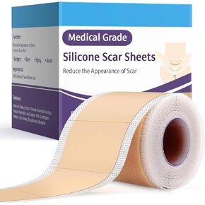 Silicone Scar Tape for Surgical Scars - 1.6" x 120" 300CM Roll - Reusable - Ultra Thin & Soft Scar Sheets for C-Sections, Tummy Tuck, Keloids, Scar Treatment Both Old and New Scars - 1 Pack