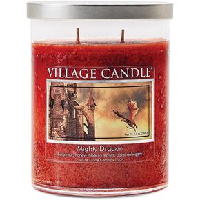 Village Candle Mighty Dragon, Medium Silver Lid Tumbler Scented Candle, 14oz