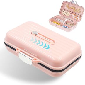 7 Compartments Travel Pill Container, 7 Day Pill Organizer with Labels, Portable Daily Pill Case, Small Weekly Pill Organizer, Vitamin Containers Organizer (Beige)