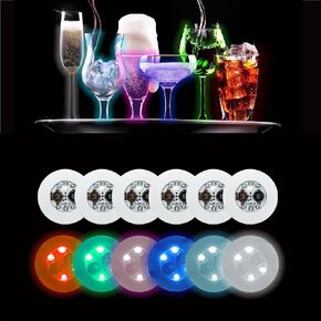 LED Light Up Coasters,12 pcs Light Up Coasters, LED Bottle Light,6 Colors Led Bar Coaster for Bars and Parties(Wedding) in Multiple Colors and Sizes (60mm)