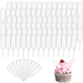 Plastic Pipettes,100 Pcs 4ml Cupcake Pipettes Dropper Transfer Squeeze Syringes Disposable Pipettes Suitable for Chocolate Cupcakes Strawberries Mini Cakes Kitchen Supplies