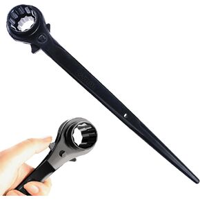 Reversible Ratcheting Wrench,Including 3/4",7/8" OR 19mm,22mm,12 Point Double Ended Socket Ratcheting Podger Scaffold Spud Wrench（Black）