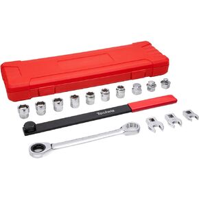 Toolwiz Serpentine Belt Tool Kit, Serpentine Belt Tensioner Tool Removal and Installation with Ratcheting Wrench, Socket Adapters, 6-Point Sockets, Crowfoot Wrenches, Extension Bar