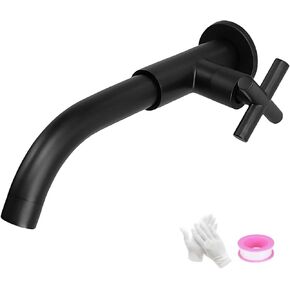 Wall Mount Cold Water Faucet, Outdoor Sink Faucet Black, Garden Tap Faucet for Kitchen Bathroom Mop G1/2