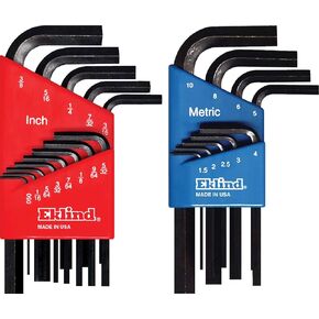 Eklind Tool 10122 Hex L-Key allen wrench Combo- Short Inch / MM, 2 Sets 22 Pieces