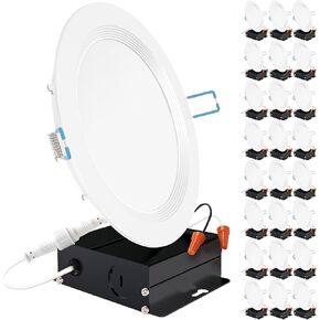 Sunco 24 Pack 6 Inch Ultra Thin LED Recessed Ceiling Lights Slim, 3000K Warm White, Dimmable 14W, Baffle Trim Damp Rated, Canless Wafer Thin with Junction Box
