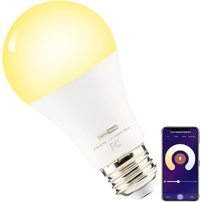 Homevenus HVS Smart Light Bulbs,9W A19 E26 Dimmable Tunable Cool Warm White LED Light Bulb 2500k-6500k, APP Control 2.4GHz WiFi Bluetooth Assist Connection, Work with Alexa/Google Assistant 4 Pack