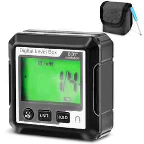 Digital Level Angle Gauge, Converts Between Degrees, Digital Angle Finder Backlit LCD Digital Magnetic Protractor Inclinometer Level Box, Angle Finder Tool Protractor