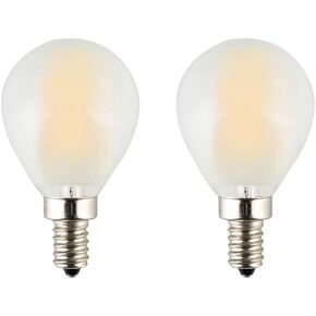 G45(G14) Mini Globe 4W LED Dimmable Bulb, 40W Incandescent Bulb Equivalent, 2700K Warm White Light Color, E12 Small Base Candelabra Light, Frosted Glass Cover, 2 Pack