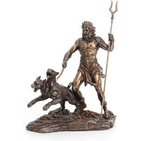 Veronese Design 9" Tall Hades Greek God of The Underworld with Cerberus Resin Statue Bronze Finish