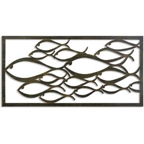 Pinetree Art سمكة كبيرة معدنية جدار الفن ديكور جدار الشاطئ الساحلي الحديث 3D الجوف خارج تصميم خمر جدار الفن البحري للمنزل غرفة المعيشة بحيرة منزل ديكور منزل الشاطئ (الأسماك، 15.7 "× 31.5") in Kuwait