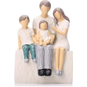 XMGZQ Family of 4 Figurines, Gifts for Family, Family Sculpture Statue of 4 for Anniversary Birthday Gifts, Meaningful Living Room Bedroom Tabletop Décor (Family of 4 Figurines)