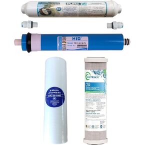 RO Filter Set with RO Membrane, 75 GPD Membrane, for 4 Stage System, Replacement Membrane and Filters