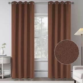 Rust 100% Blackout Linen Curtains,84 Inch Length 2 Panels Bedroom Curtains Blocking All Sun Light -Terracotta Fall Decor Thermal Insulated Window Curtain Drapes for Living Room,W52 x L84 Inch