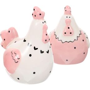 SHOWERORO 2pcs Easter Tableware Ceramic Candy Jar Ceramic Seasoning Shakers Cermaic Salt and Pepper Shaker Ceramic Food Storage Jar Seasoning Jars Rooster Butter Dish Pink Ceramics