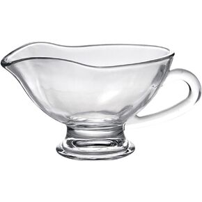 Cabilock Glass Sauce Gravy Boat 210ml Clear Gravey Pourer Dish Serving Sauce Jug with Handle Transparent Dipping Bowls Salad Dressing Server Pourer