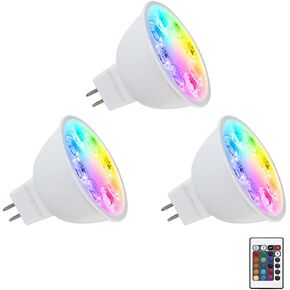 مصابيح LED متغيرة الألوان MR16، ضوء ثنائي الدبوس RGB GU5.3، أبيض دافئ + 15 لونًا متعدد الألوان وسطوع 4 مستويات على جهاز التحكم عن بعد لإضاءة المناظر الطبيعية ذات الجهد المنخفض 12 فولت، أضواء العطلات 4 وات 3 عبوات