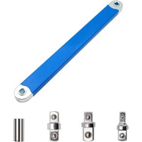 Impact Ready Offset Extension Wrench, Tight Reach Extension Wrench Set, with 1/2", 1/4" and 3/8" Square Drive Adapters, Universal Extensions Wrench Set for Small Place
