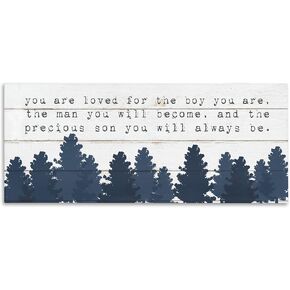 Stupell Industries You Are Loved For The Precious Son You Are Navy Blue Forest Canvas Wall Art Design By Artist Daphne Polselli