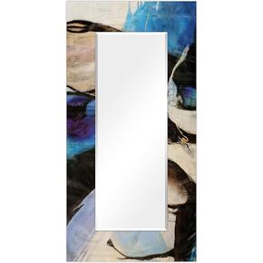Empire Art Direct Rectangular Beveled Wall Mirror on Motivos Abstract Printed Tempered Glass Vanity, Bathroom, Ready to Hang, 72" x 36"